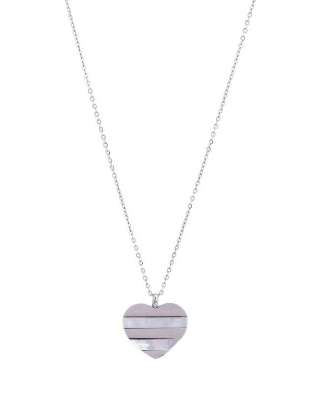 Halsband stål silver hjärtan