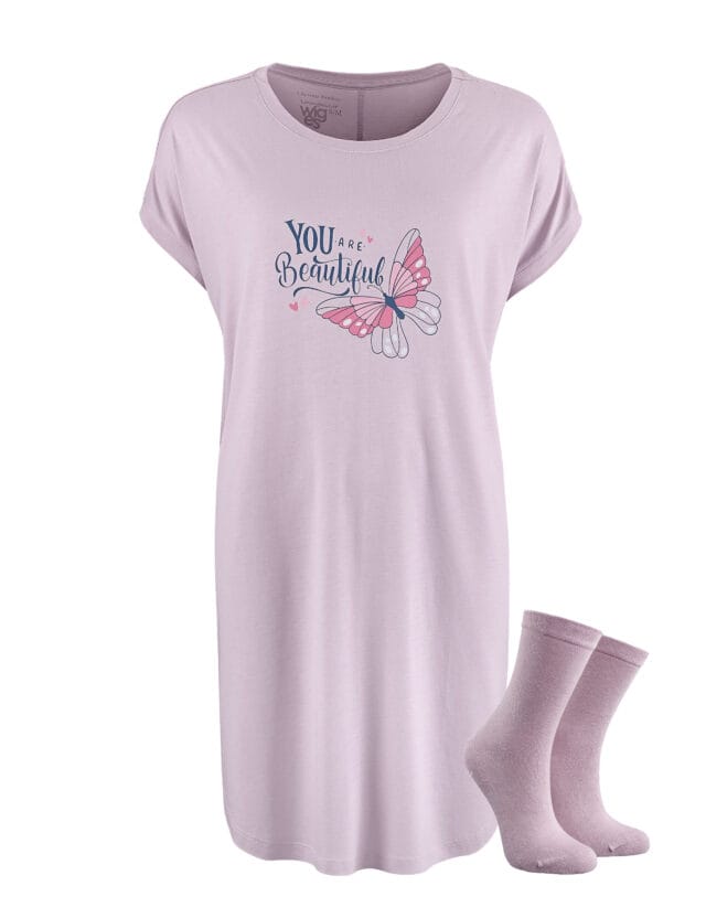 Nattlinne Big T Mors Dag + Strumpa på köpet Bambu